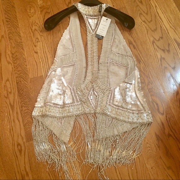 KAS New York Beaded Fringe Festival Vest XS - Picture 8 of 13